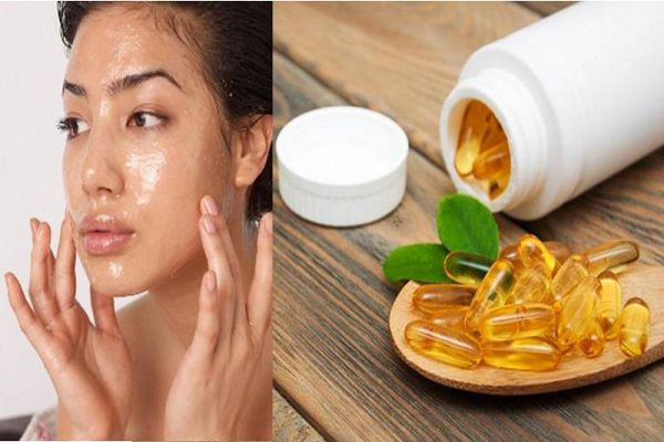 Sử dụng trực tiếp vitamin E để massage da mặt 