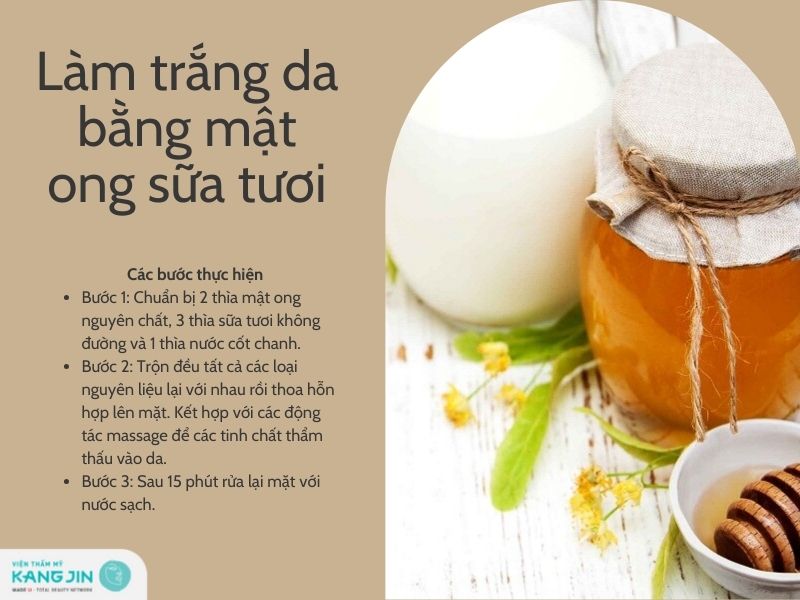 làm trắng da bằng mật ong và sữa tươi