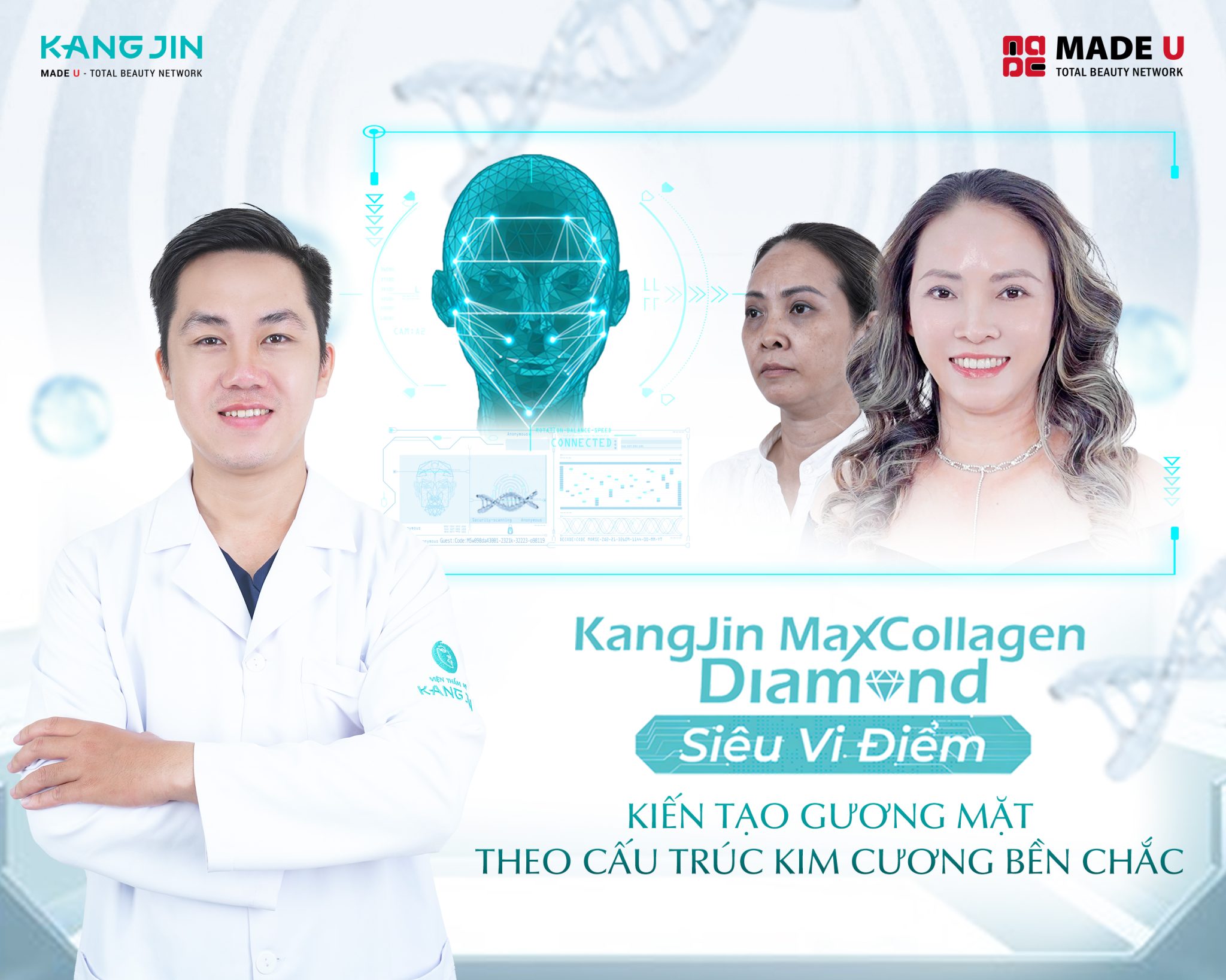 Trẻ hóa da toàn diện bằng liệu pháp KangJin Maxcollagen Diamond Siêu Vi Điểm 