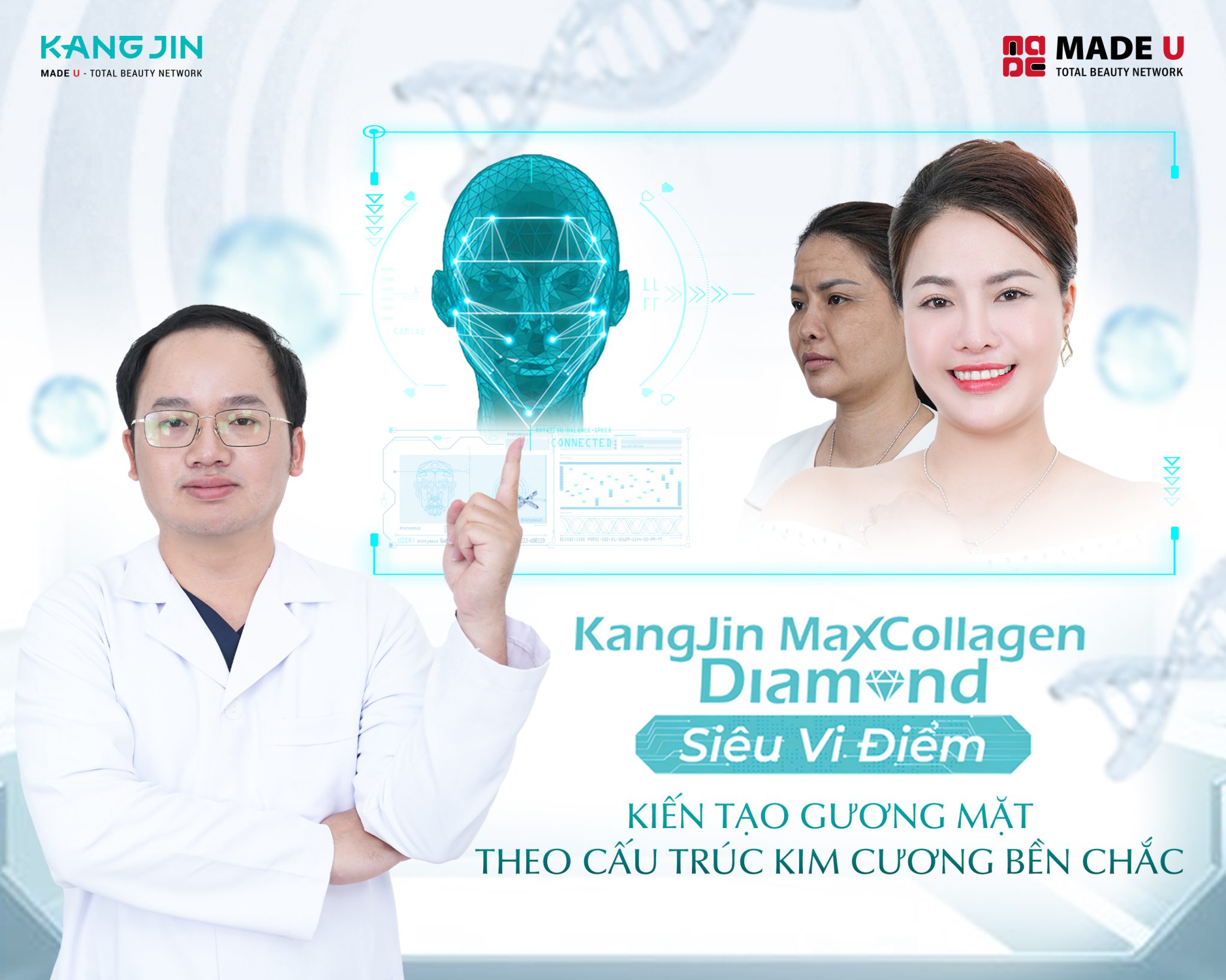 Liệu pháp KangJin Maxcollagen Diamond Siêu Vi Điểm chống lão hóa da mặt 